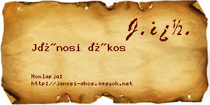 Jánosi Ákos névjegykártya